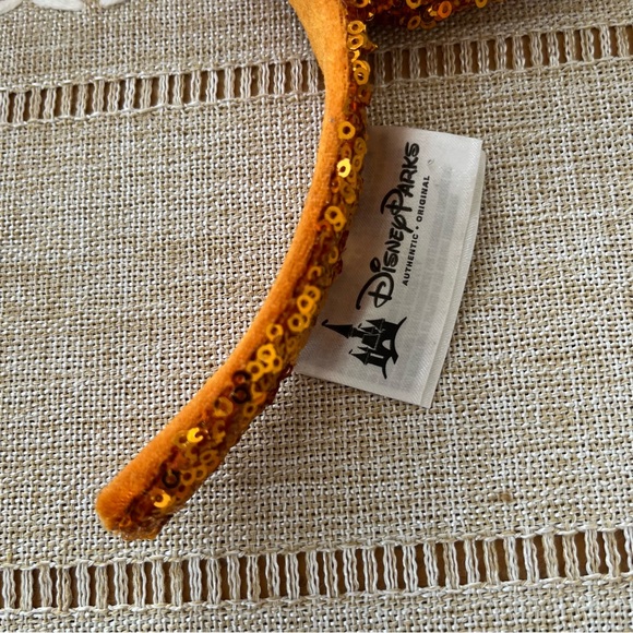 Purple Fabric and  Orange Sequin Mouse Ears Headbands - Picture 6 of 10